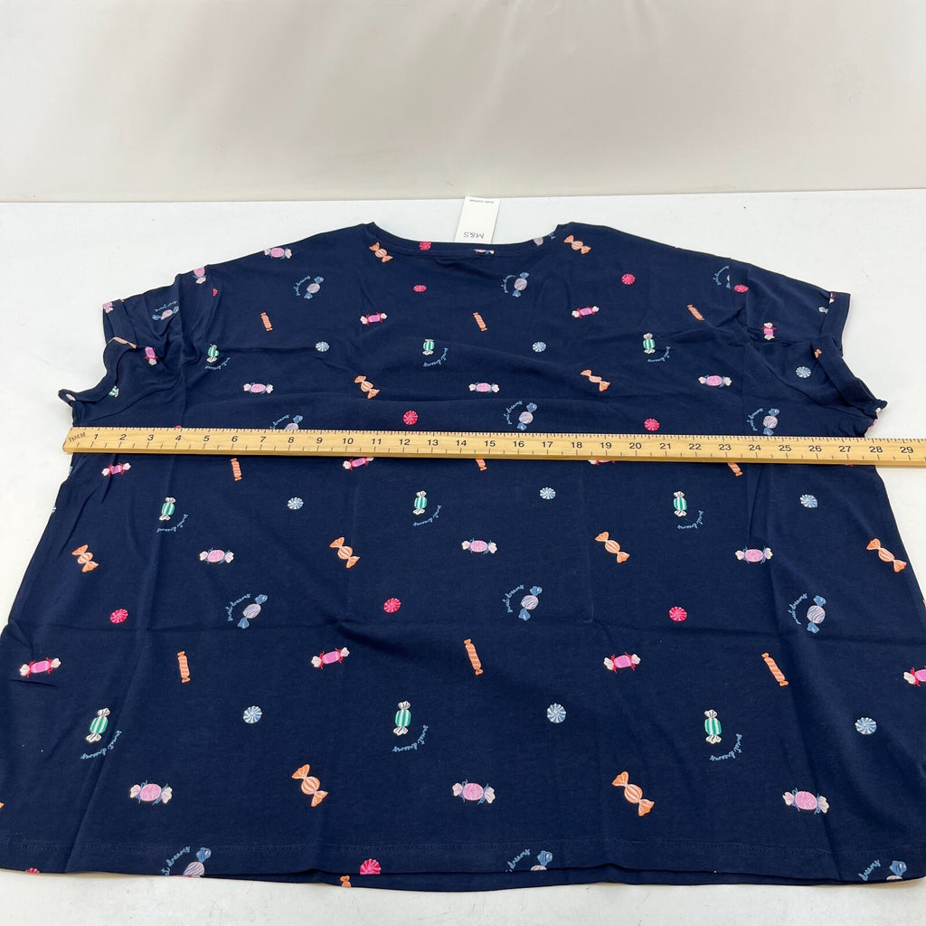 M&S Ladies Pyjama Set UK 2XL 24-26 Blue & Candy Sweet Long Leg Short Sleeve New
