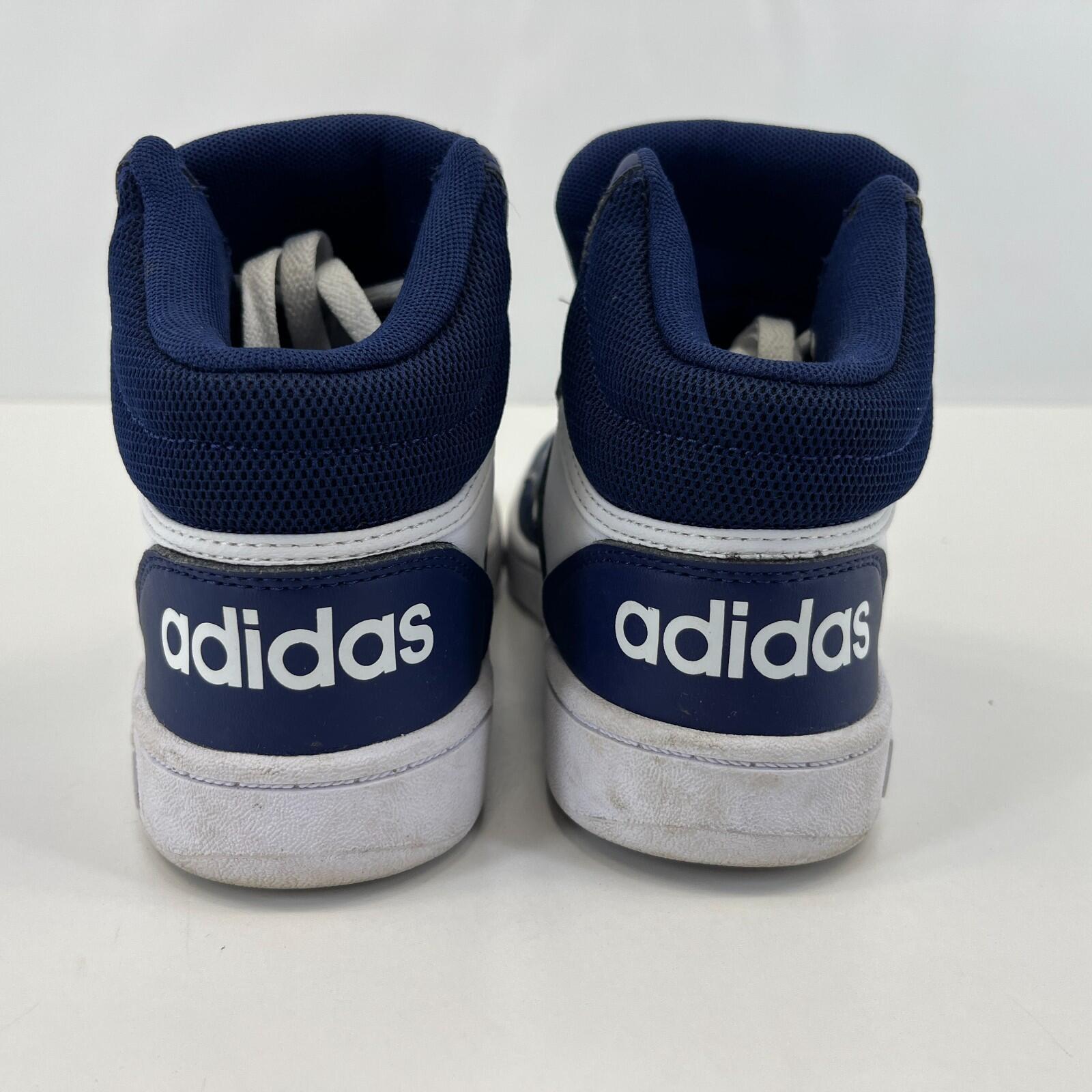 Adidas Hoops Mid 3.0 K Trainers White & Blue UK size 2 / EU 34