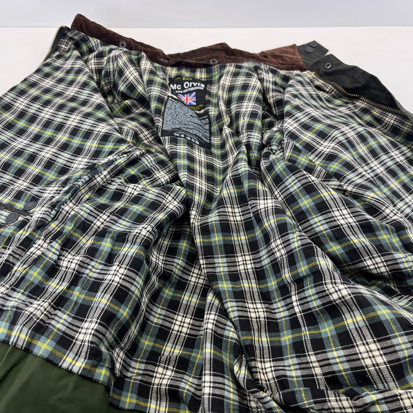 Mc Orvis Wax Jacket Mens size XL Green Waxed Coat Made in the UK