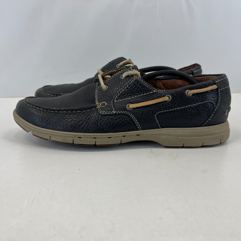Clarks Unstructured Deck Shoes Mens Blue Soft Leather Nautical Boat UK 9.5 EU 44