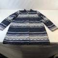 Roman Originals Ladies Jacquard Aztec Pattern Long Jacket UK XL Blue/Black/White
