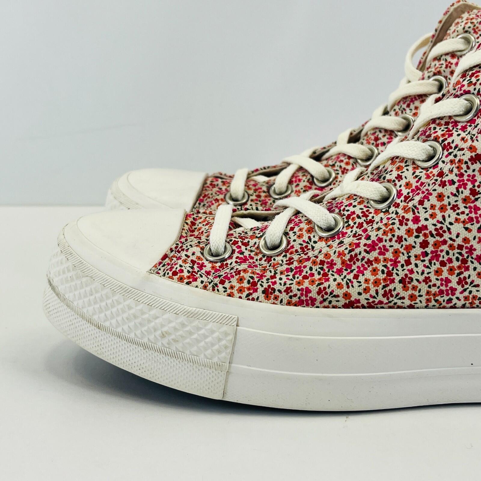 Converse All Star Chuck Taylor Hi-Top Red/White Floral Womens Trainers UK 5