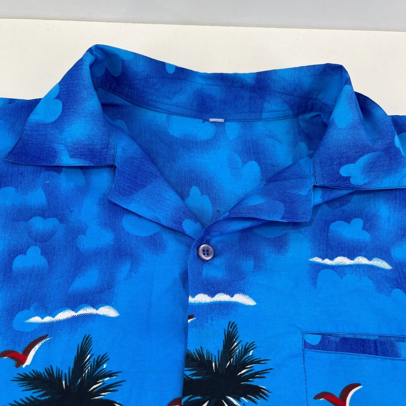 Loud Men's Multicolour Palm Hawaiian Shirt Designer Holiday Short Sleeve size L