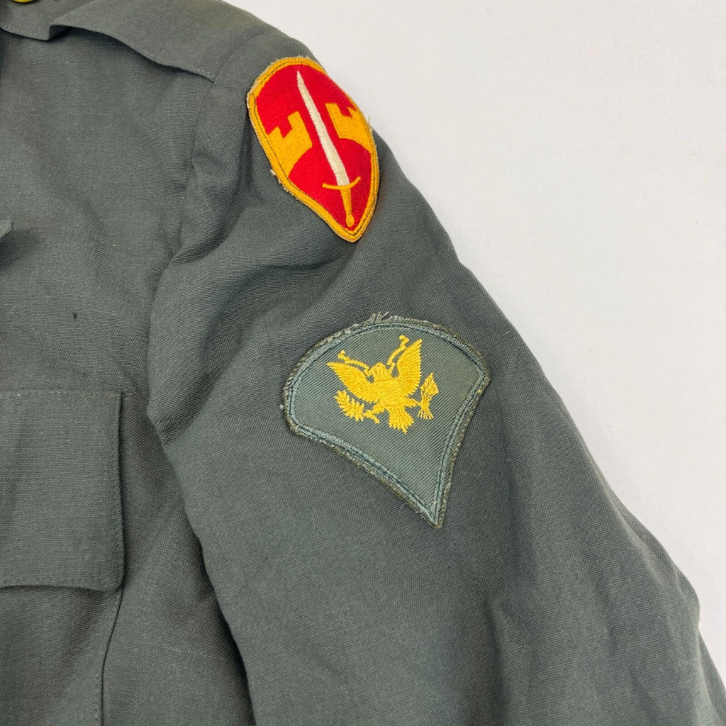 US Army Military Issued AG44 Uniform Jacket Blazer Green with Badges size 36R