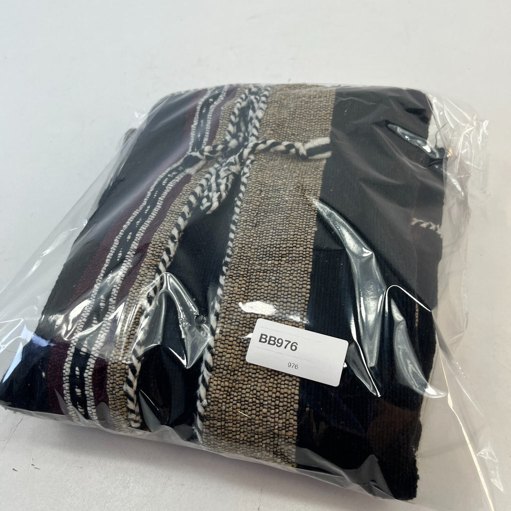 Mexican Baja Tie Front Hoodie Childrens size Large Black/Beige Striped Hooded
