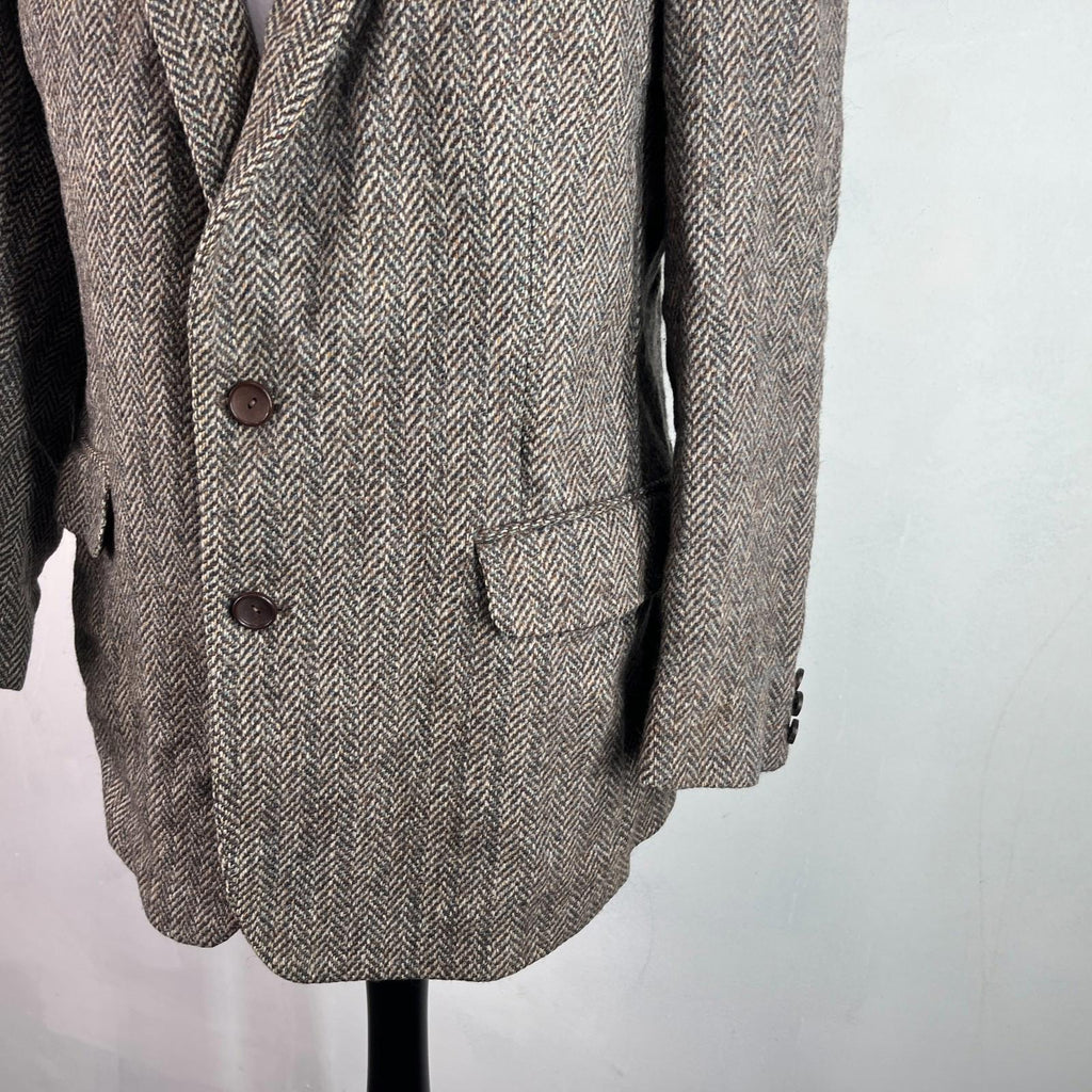 Crombie Men's Brown Herringbone Pure Wool Blazer size Medium