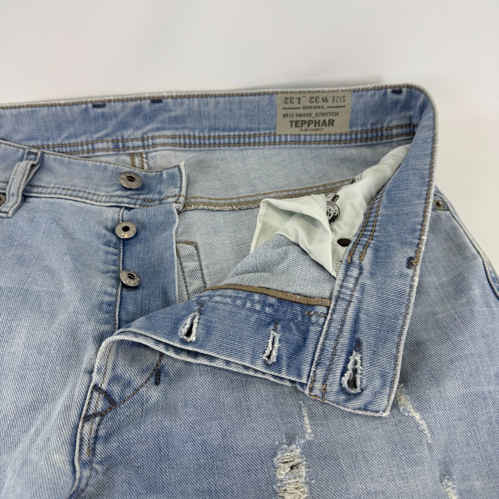 Diesel Tepphar Distressed Jeans Carrot Slim Womens W32" L32" Blue Stretch Cotton