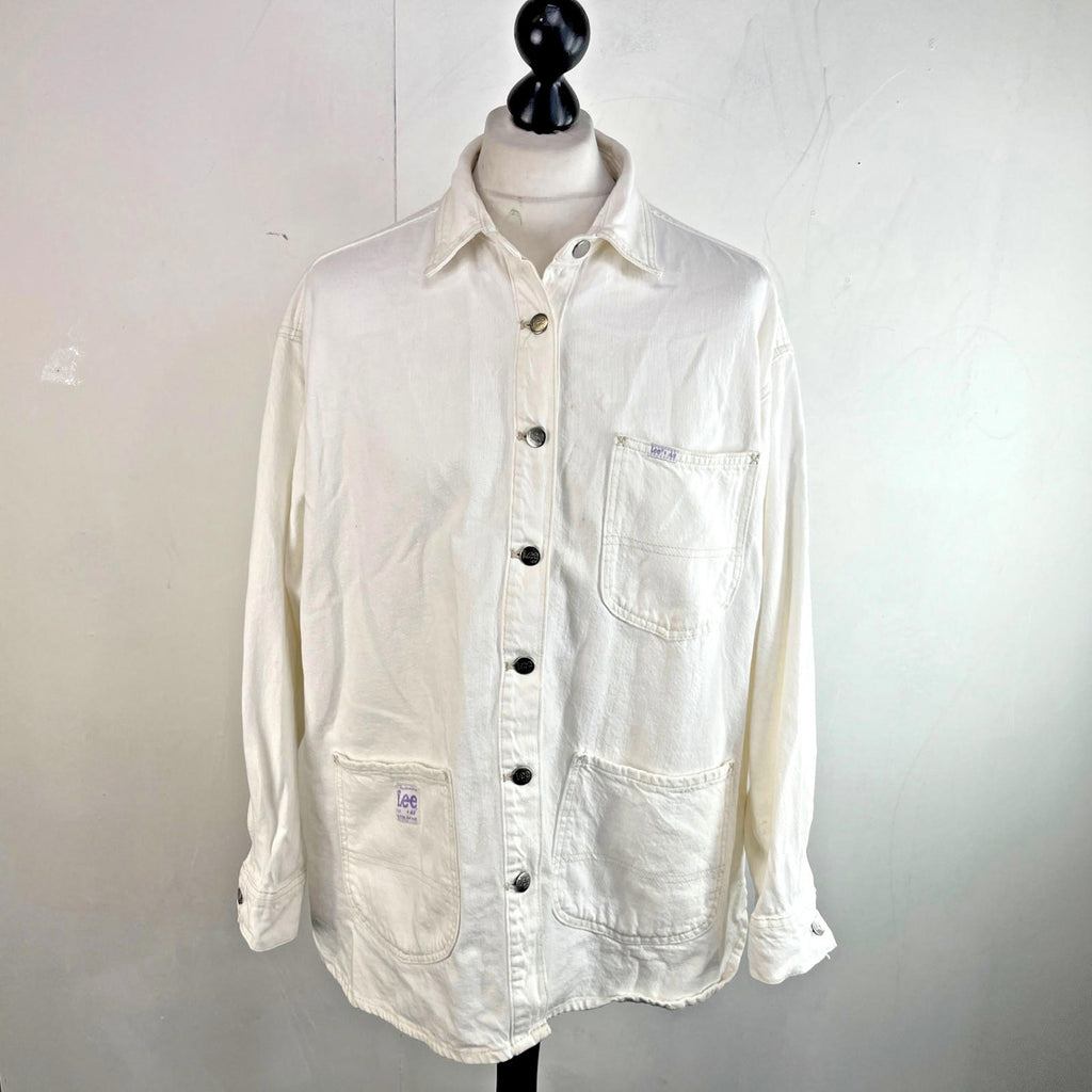 Lee at H&M Overshirt Mens Denim Shacket in White size L Oversized 100% Cotton