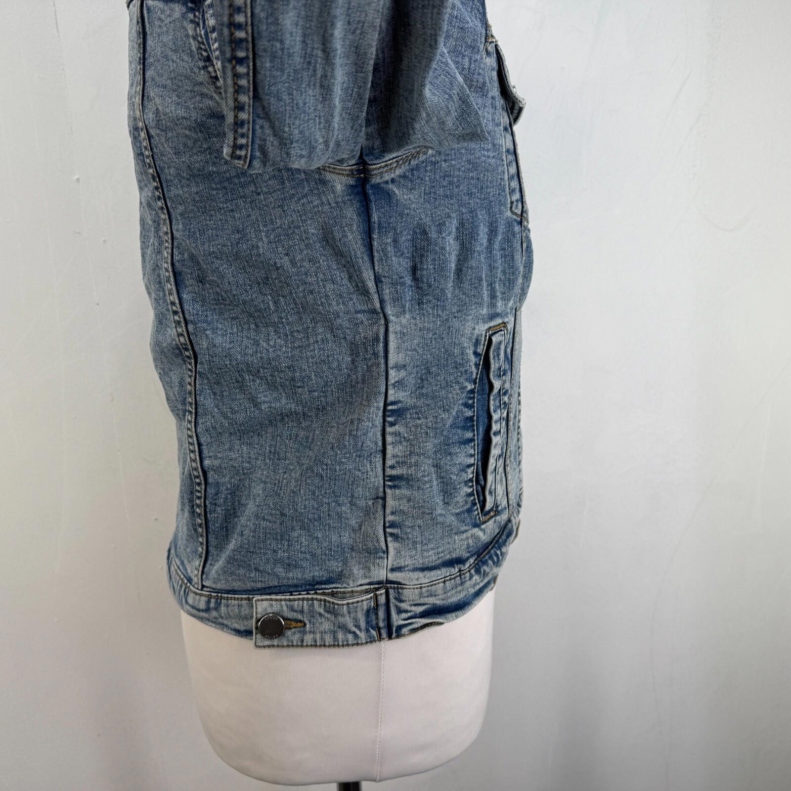 Joules Stretch Denim Jacket Mid Blue UK size 8 Women's with Pockets VGC