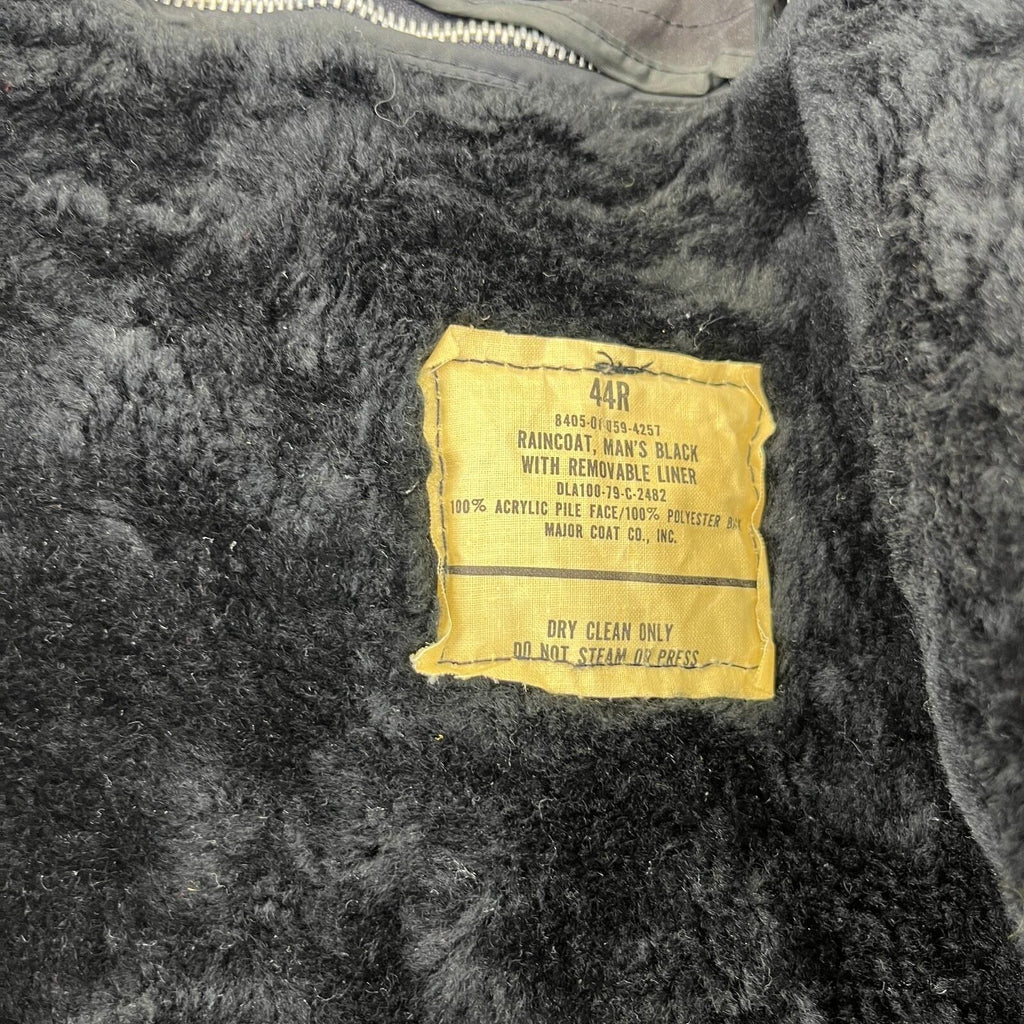 Genuine US Navy Black Trench Coat with Removable Liner size 44R Formal Military