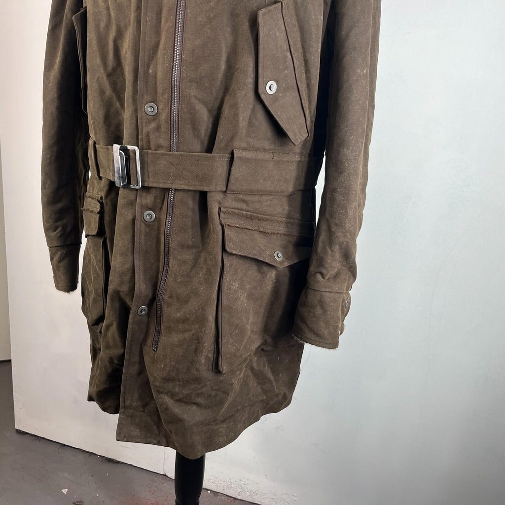 Rare Iesse Industrie Heavy Wax Denim Coat Brown & Removable Faux Fur Liner EU 50