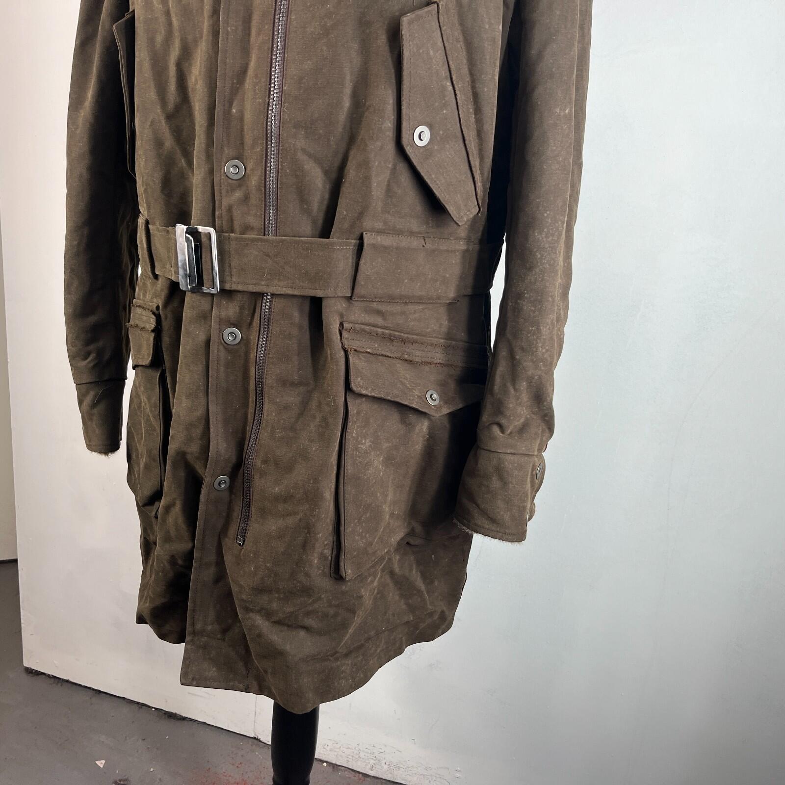 Rare Iesse Industrie Heavy Wax Denim Coat Brown & Removable Faux Fur Liner EU 50