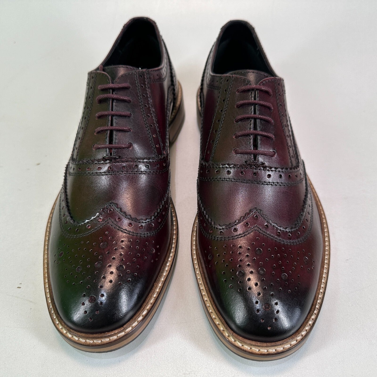 Ikon Buster Brogues Shoes Deep Oxblood Red Smart Casual Lace Up size 6 - NEW