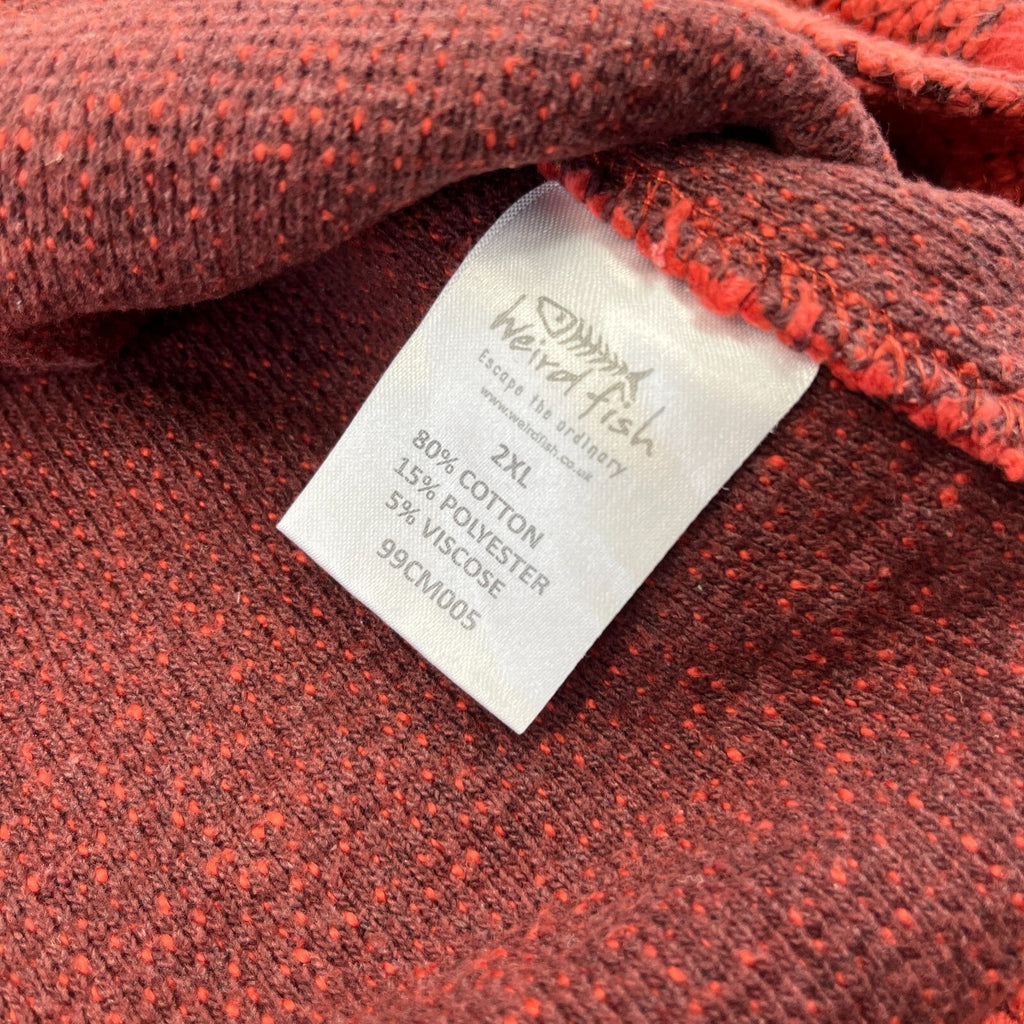 Weird Fish Macaroni 1/4 Zip Waffle Knit Jumper Pullover Mens 2XL Terracotta Red