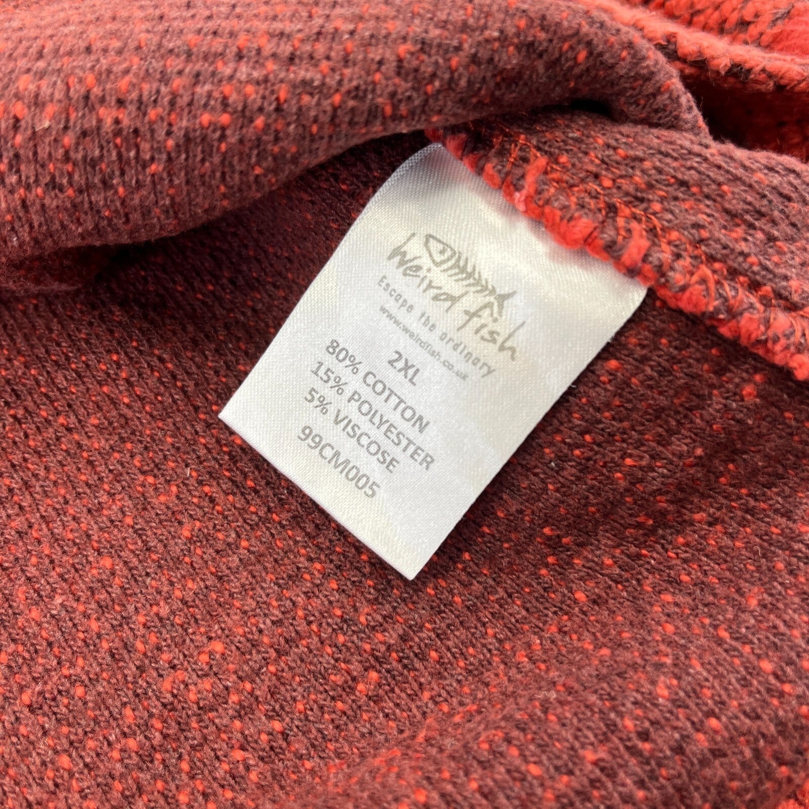 Weird Fish Macaroni 1/4 Zip Waffle Knit Jumper Pullover Mens 2XL Terracotta Red