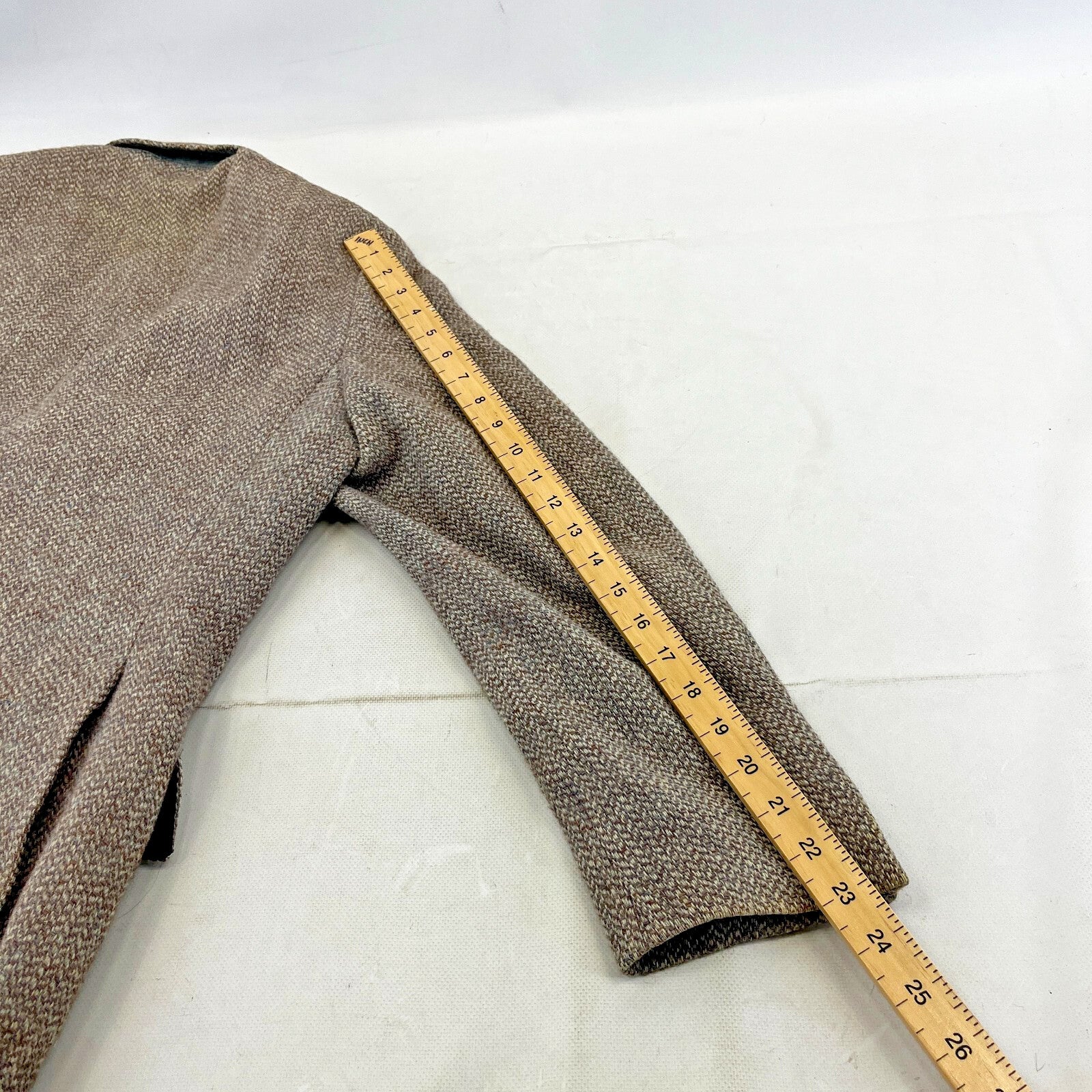 John Lewis Harris Tweed Herringbone Blazer Sport Coat Jacket Beige size 40R
