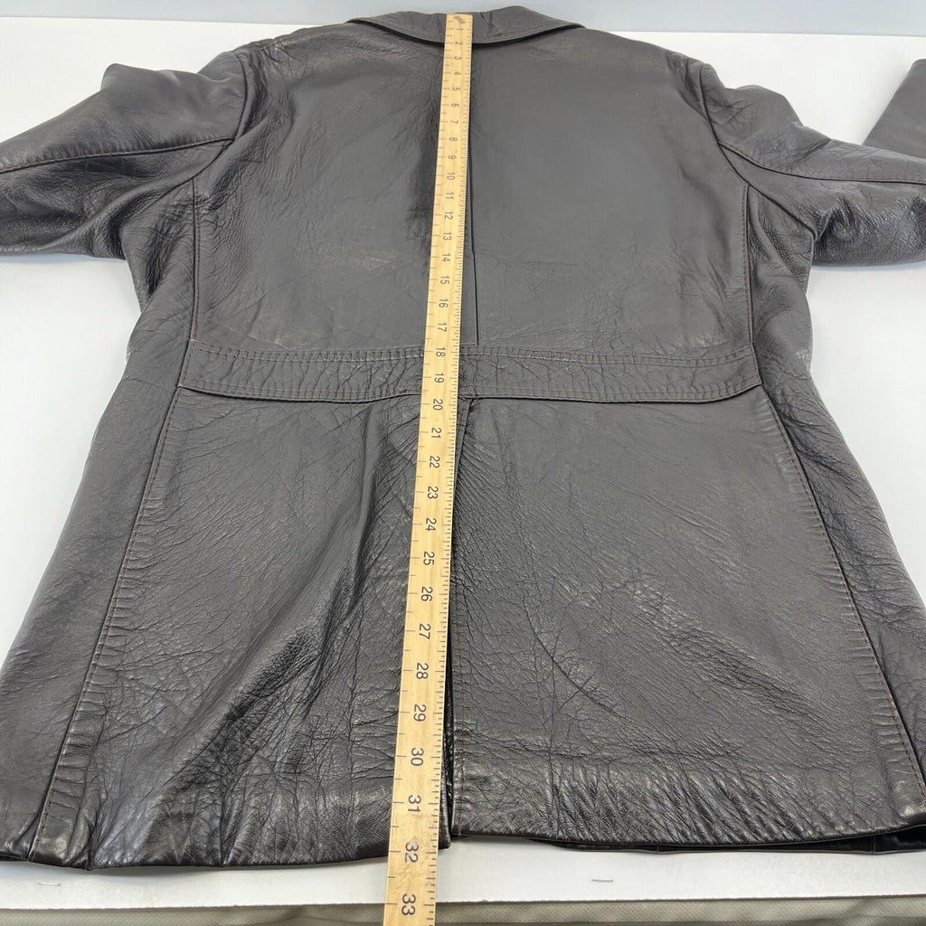 Vintage Made in London Dark Brown Leather Jacket Mid Length Retro size Large