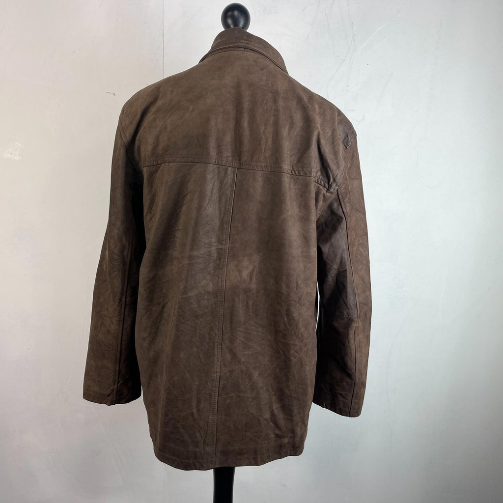 Chevignon Brown Soft Leather Jacket Men's size Large Mid Length