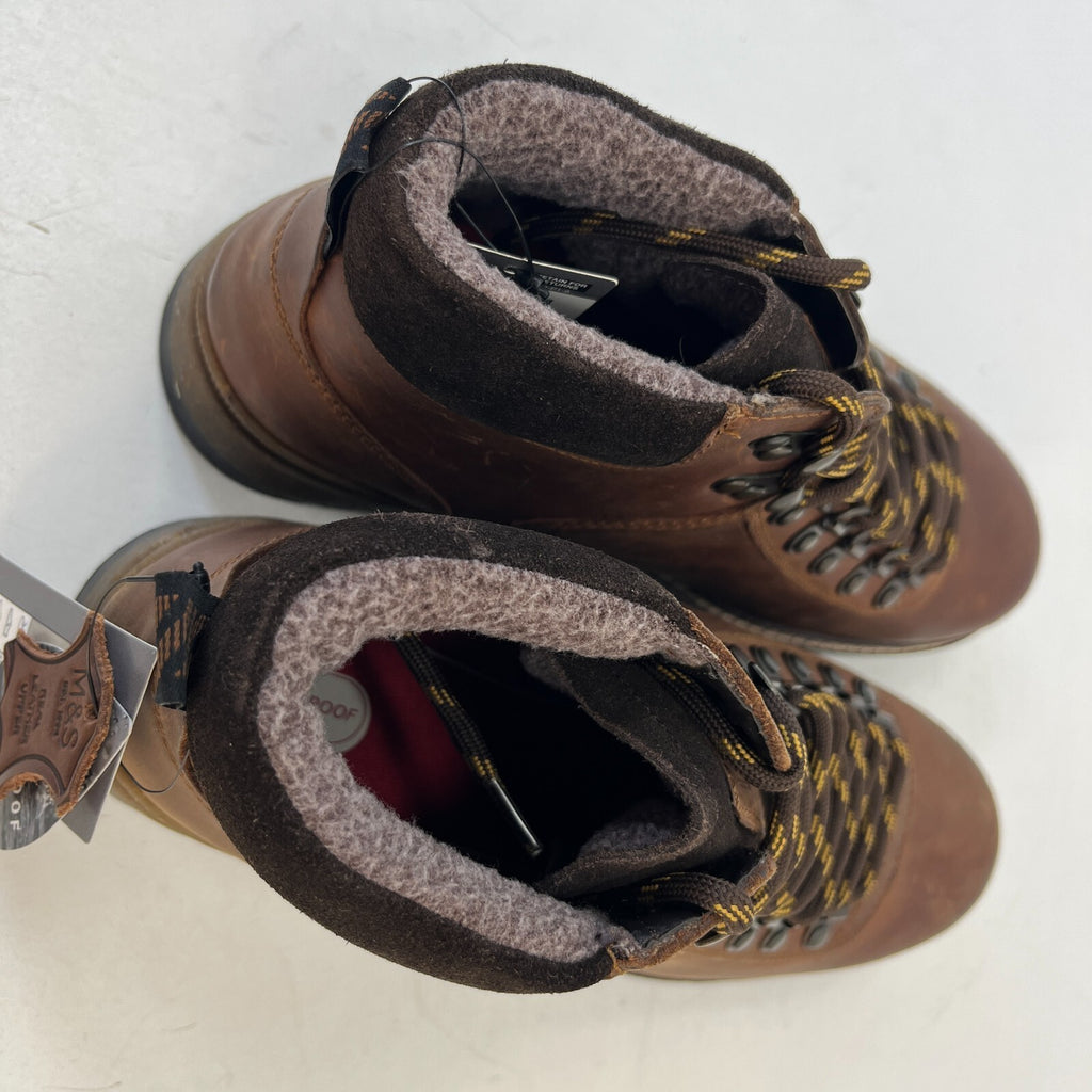 M&S Men's Leather Hiking Ankle Boots in Brown Waterproof Shock Resilient size 7