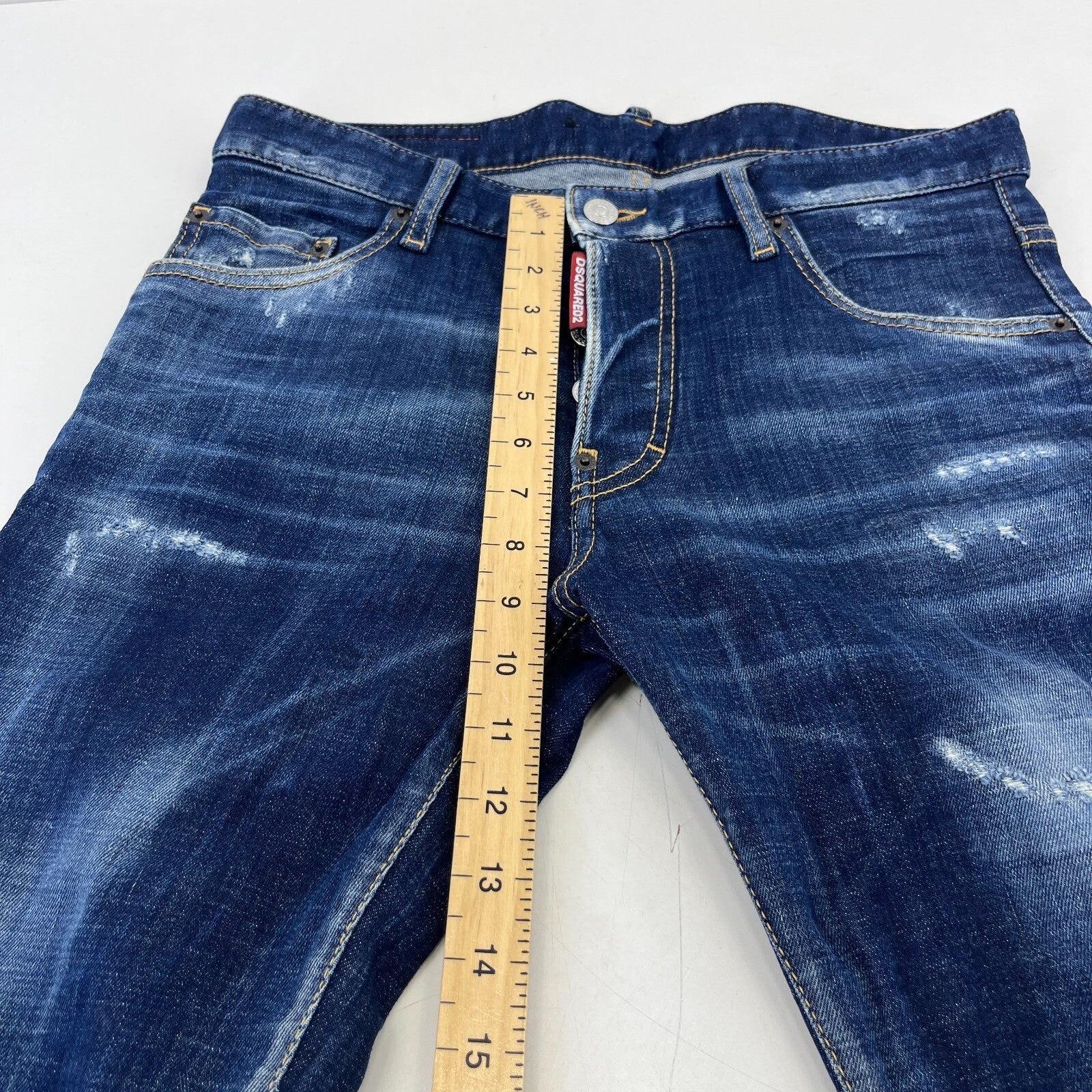 DSquared2 S74LB1010 Original Straight Fit Jeans size 46 W32" L29" Blue Distress