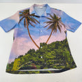 Vintage Hawaiian Holiday Shirt Short Sleeve Summer Blue Green Men's XS