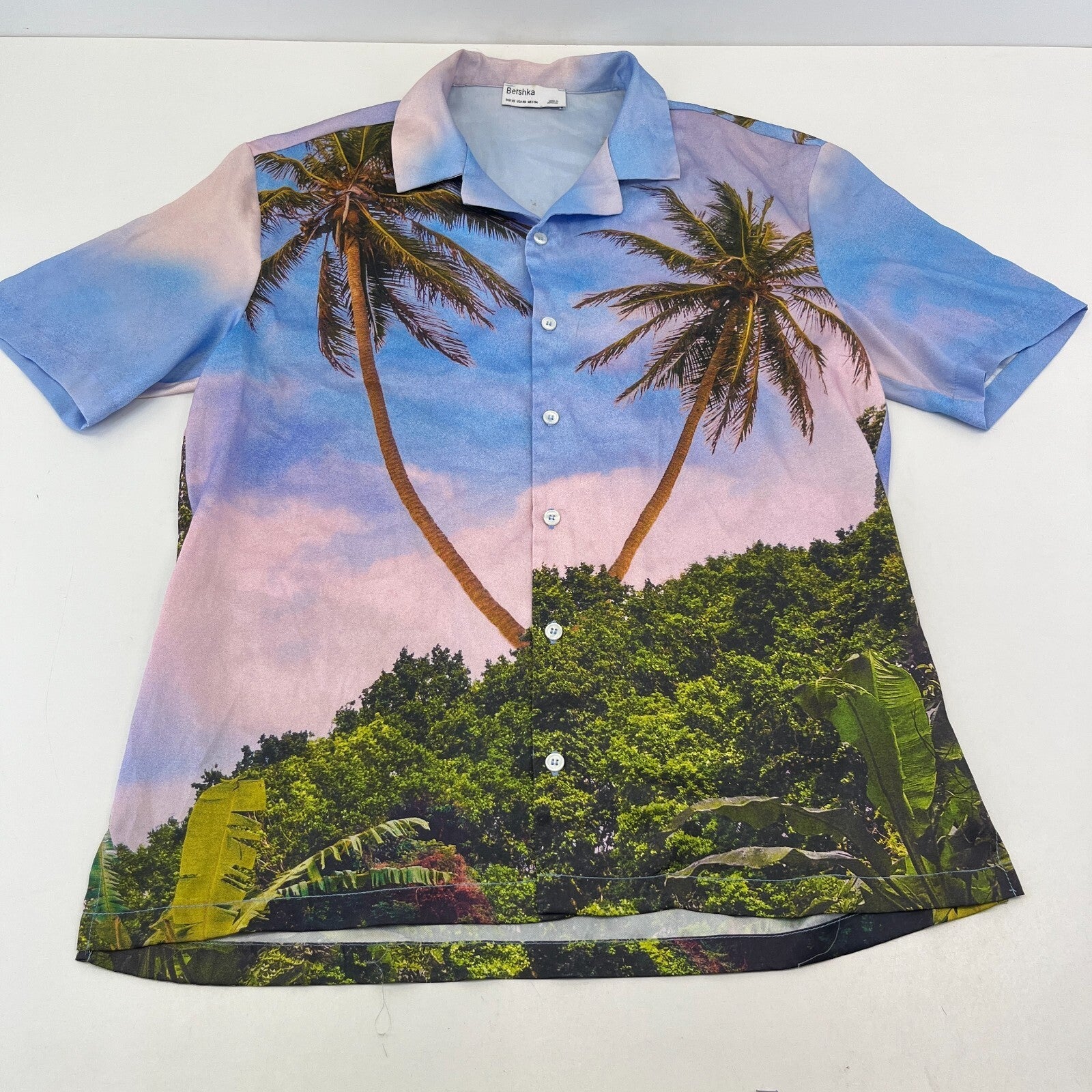 Vintage Hawaiian Holiday Shirt Short Sleeve Summer Blue Green Men's XS