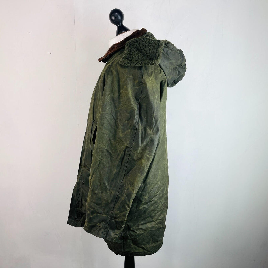 Monchaux Sport Men's Wax Jacket in Green with Removable Fleece Liner size Medium