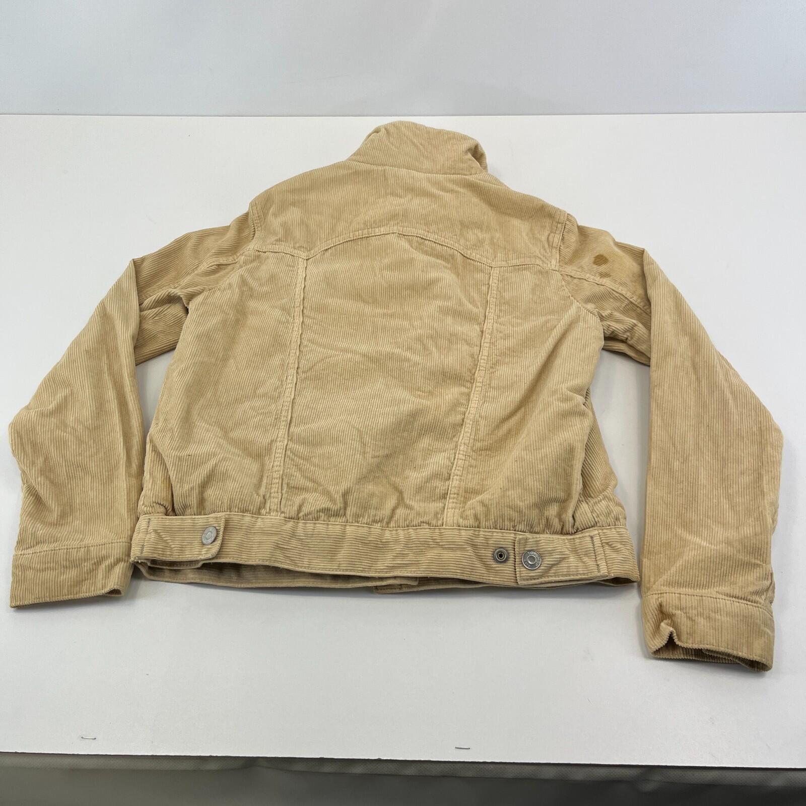 Topshop Moto Sherpa Lined Corduroy Jacket UK Women's Tan Brown Beige size 10