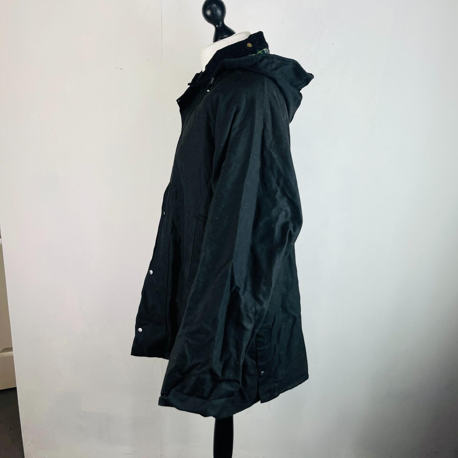 Men's Heavy Denim Wax Jacket in Black with Hood size 2XL