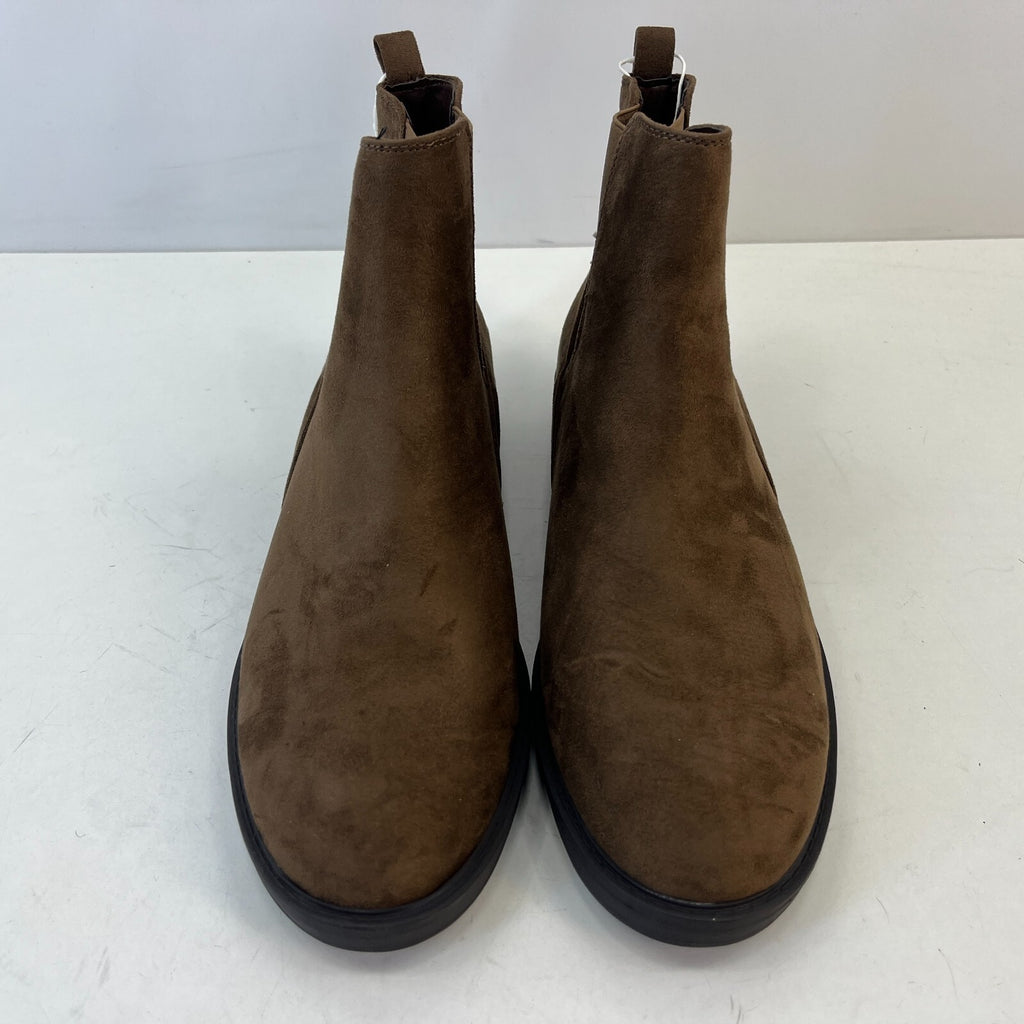 M&S Women’s Vegan Faux Suede Round Toe Ankle Boots with Block Heel Brown UK 9