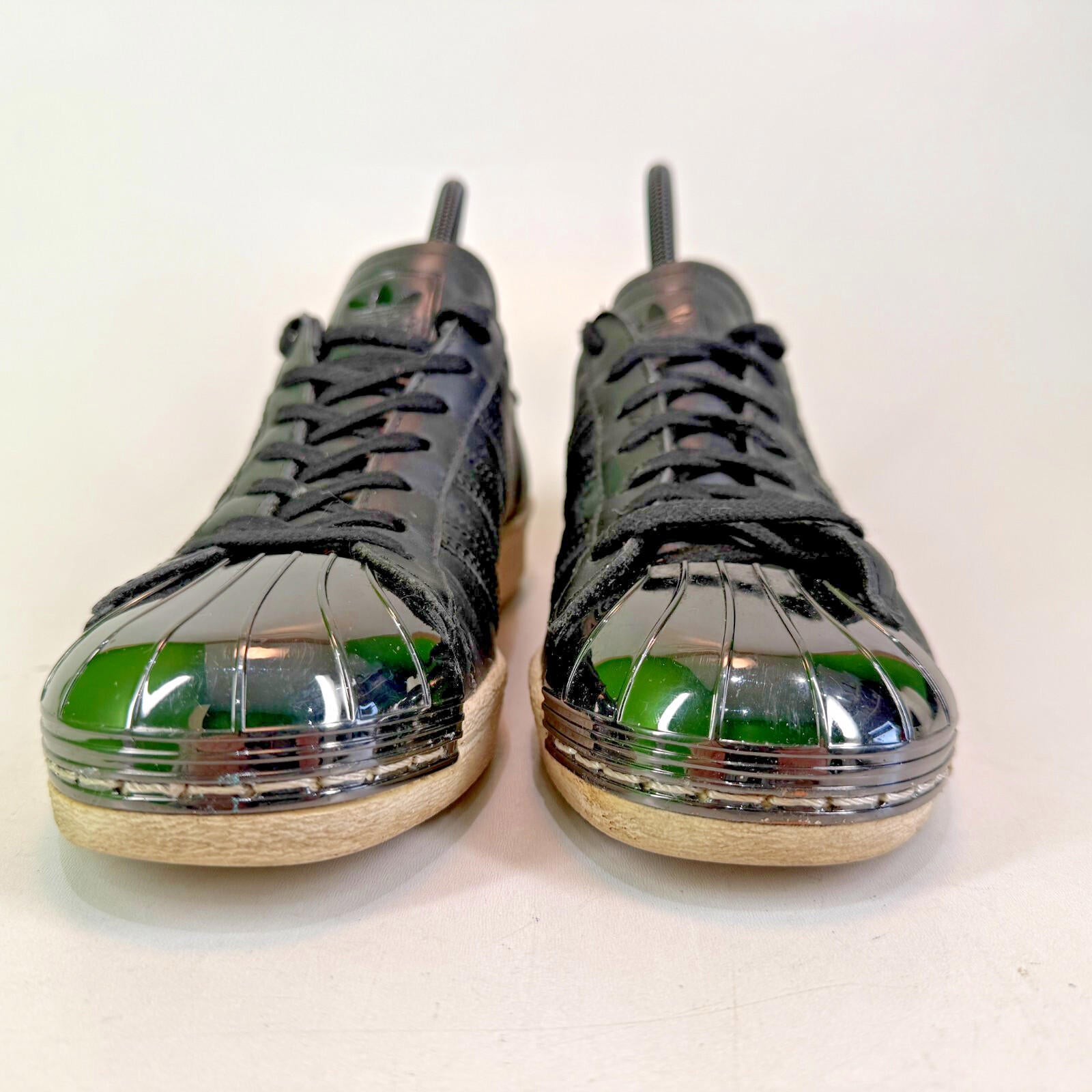 Adidas Superstar Dark Chrome Shell Toes Black Leather White Sole UK size 5