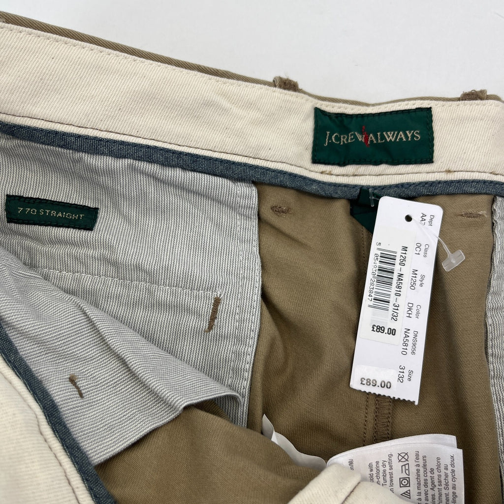 J Crew 770 Straight Fit Stretch Chino Trousers in Beige W31" L32" New with Tags