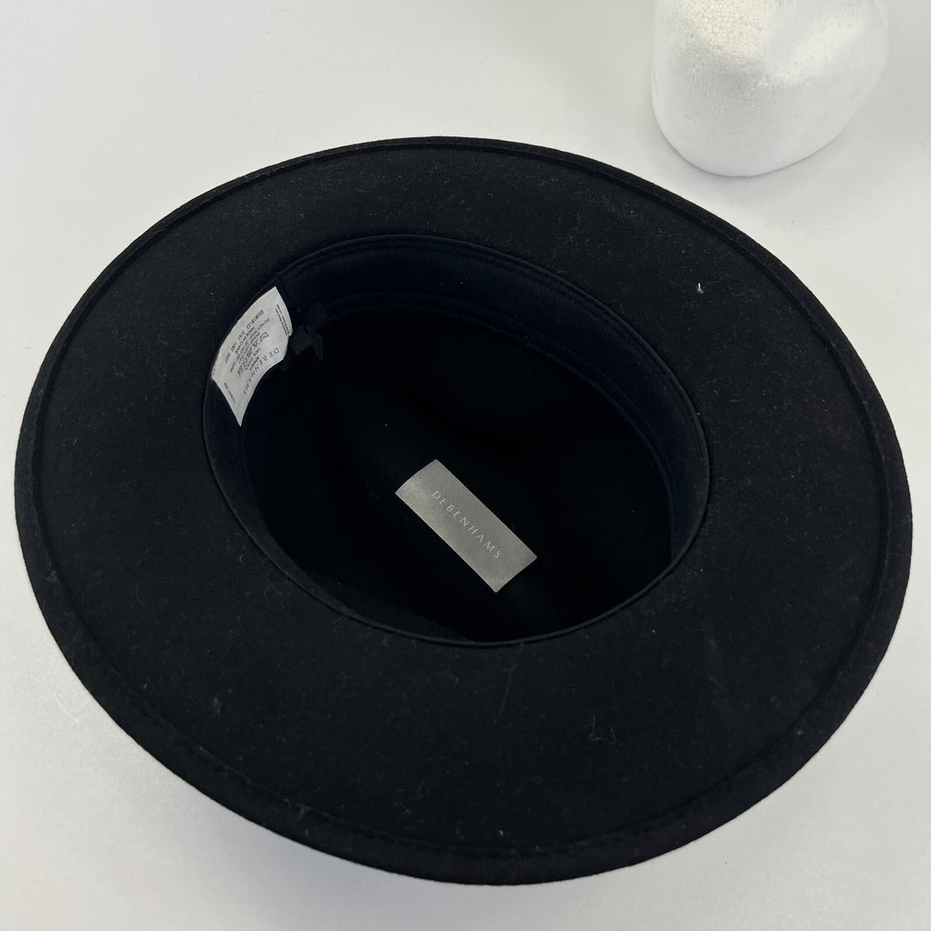 Debenhams Men's Fedora Hat Black 100% Wool size Small