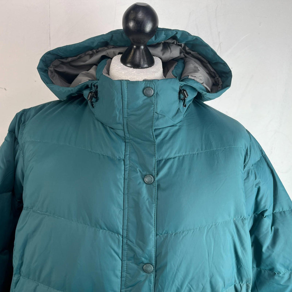 L L Bean Puffer Coat Women's Size 3XL (18) Green Hooded Goose Down Insulated