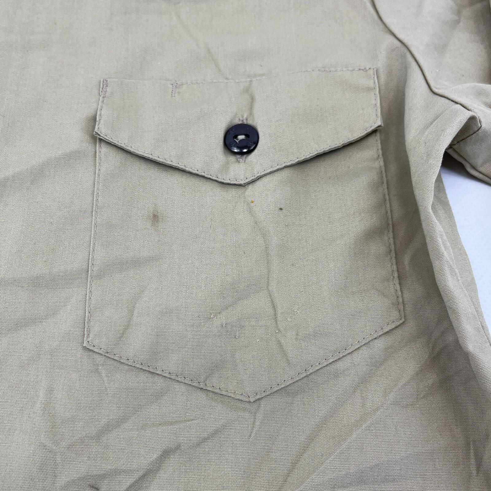 Boy Scouts of America Men's Shirt Long Sleeve in Beige with Badges size Small