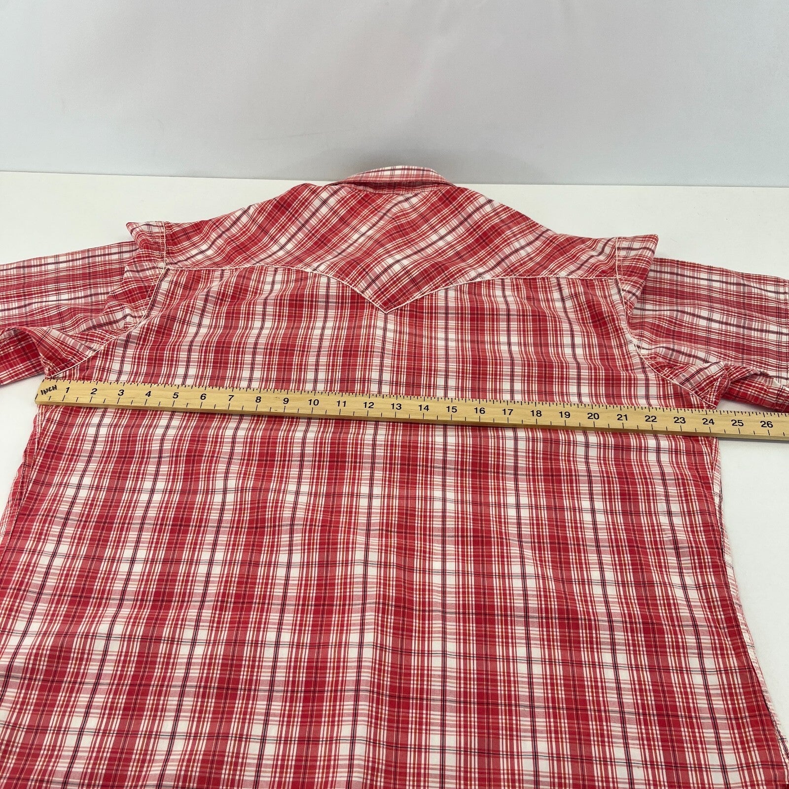Levi Strauss Denim Cotton Check Shirt Short Sleeve Button Up size XL  Red Levis