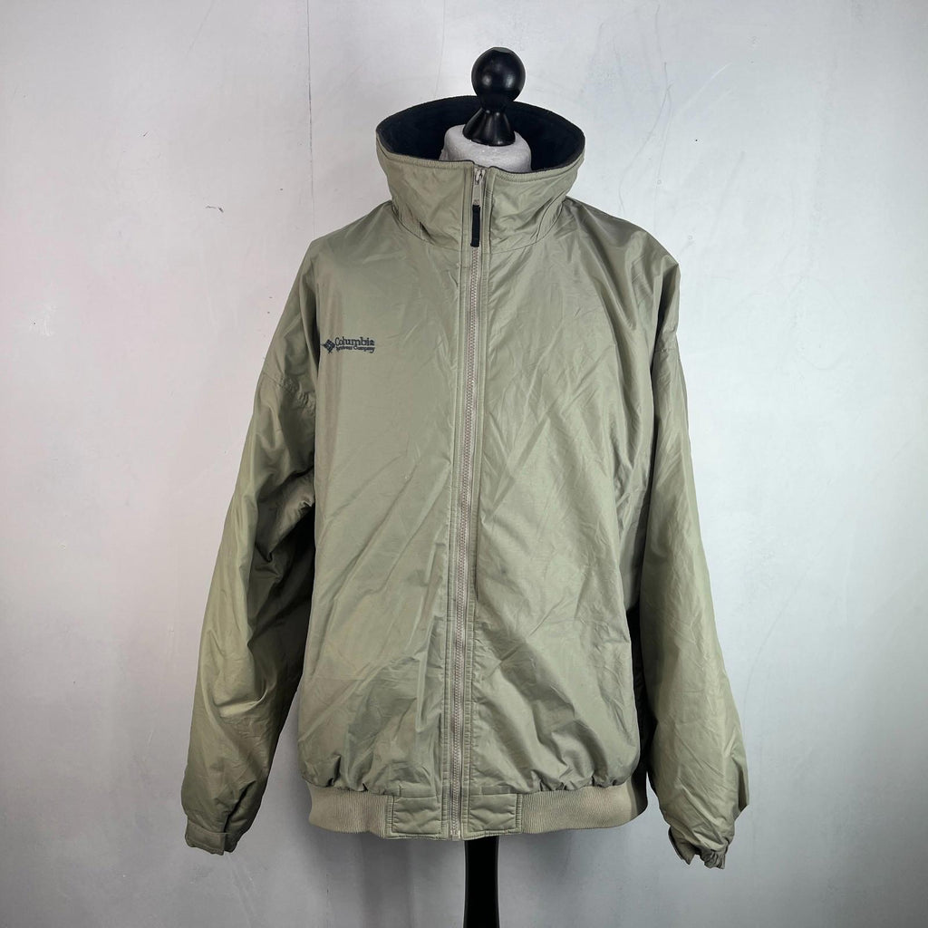 Columbia Men's Bomber Jacket Beige Fleece Lined Warm Casual US size 2XL - UK 3XL