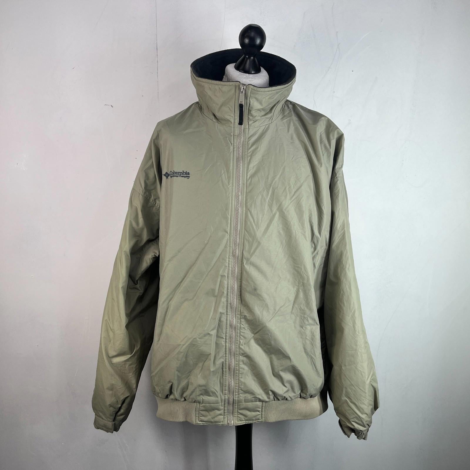 Columbia Men's Bomber Jacket Beige Fleece Lined Warm Casual US size 2XL - UK 3XL
