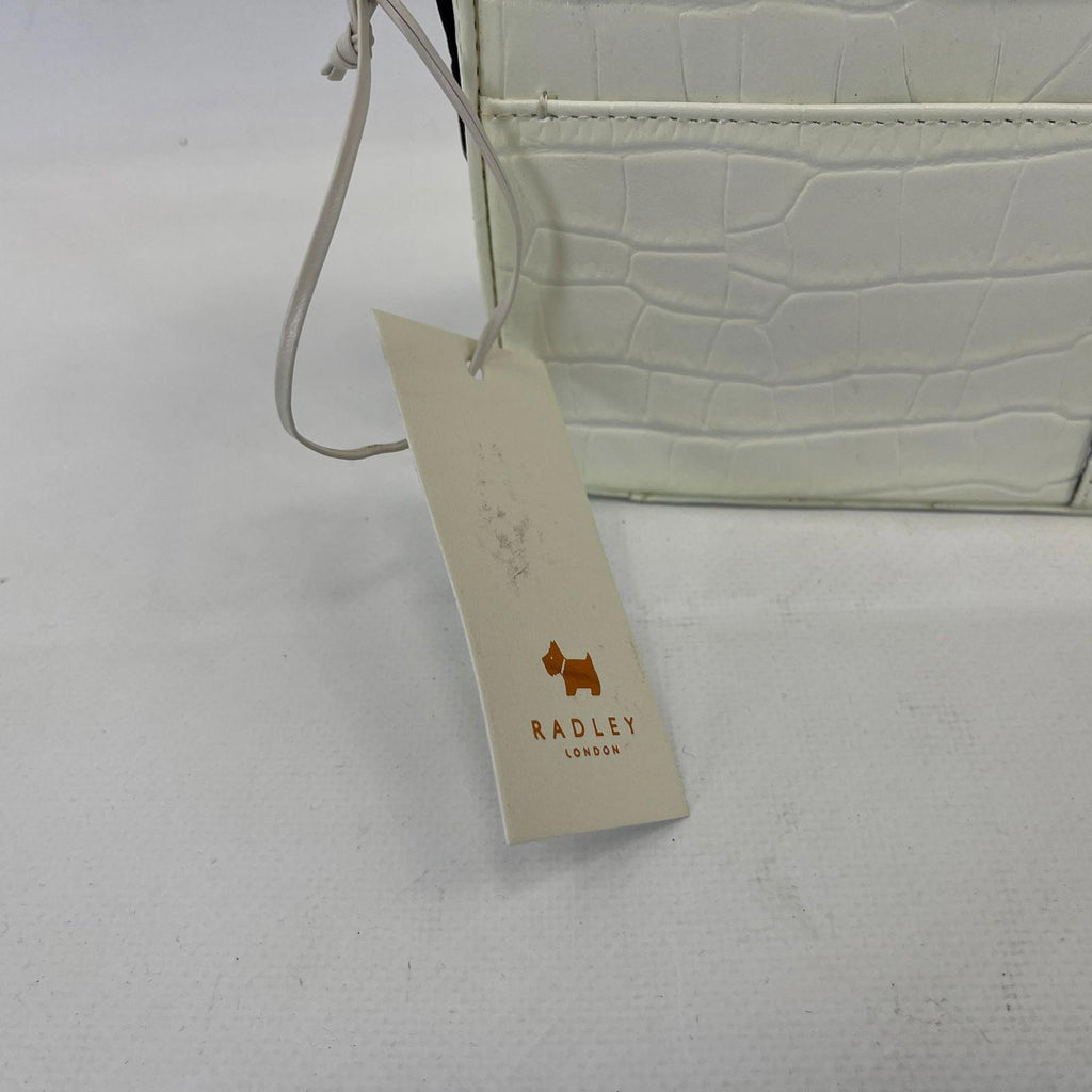 Genuine Radley Hanson Mews Handbag in White Faux Croc Small Flapover Crossbody