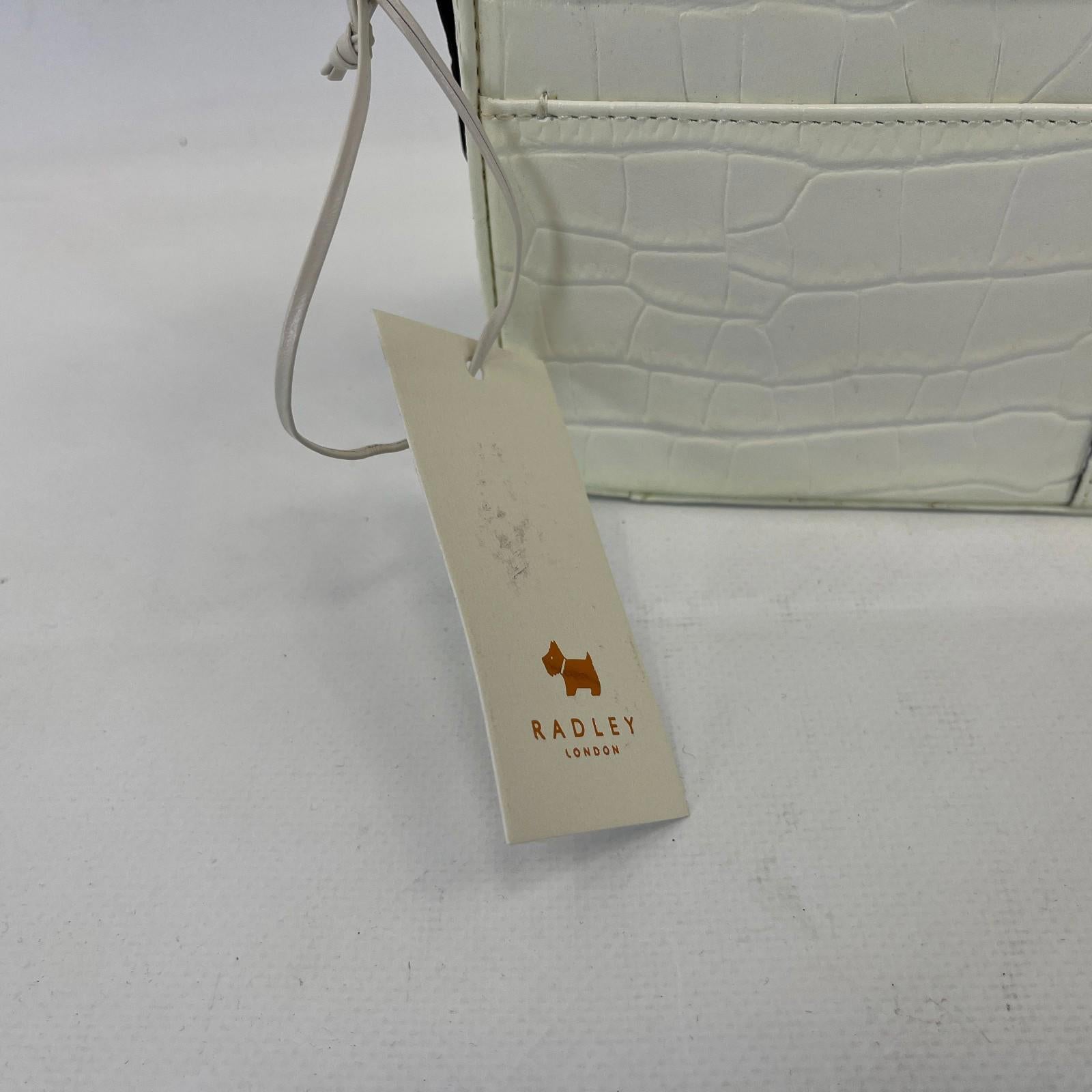 Genuine Radley Hanson Mews Handbag in White Faux Croc Small Flapover Crossbody