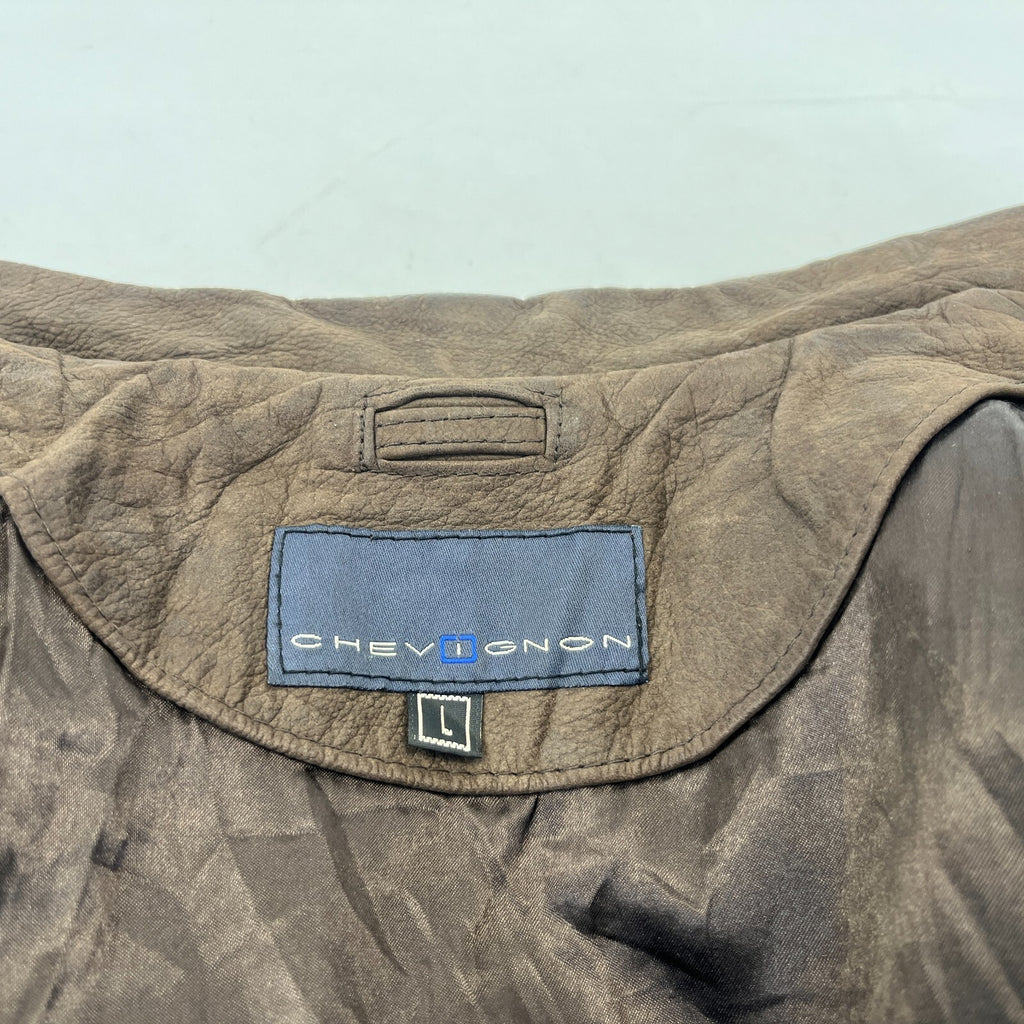 Chevignon Brown Soft Leather Jacket Men's size Large Mid Length