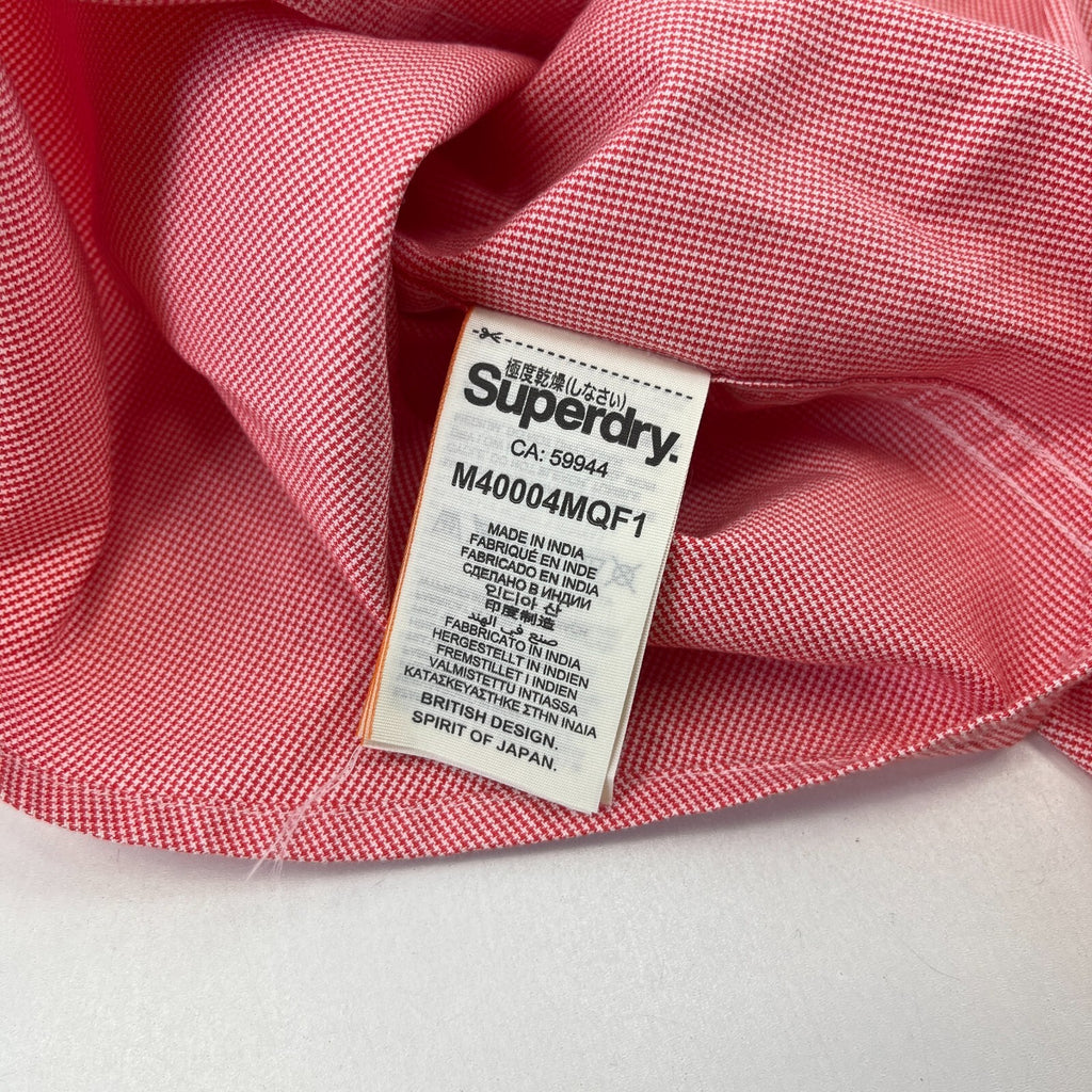 SuperDry Ultimate Oxford Shirt in Red Micro Houndstooth Short Sleeve size Small