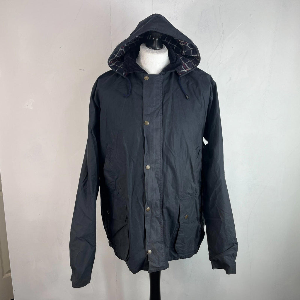 Royal Spencer Mens Wax Hunting/Farming Jacket in Black with Hood size 54 (L)