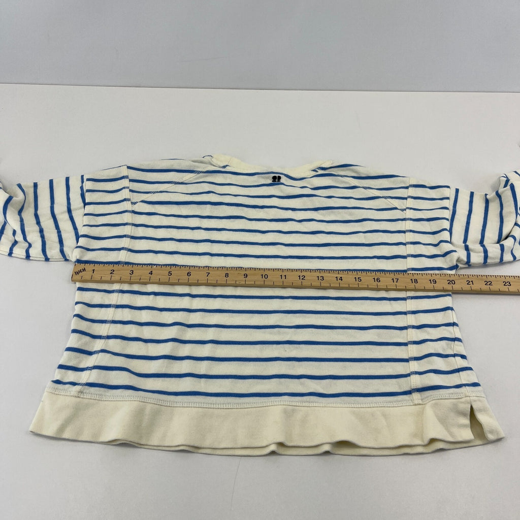 Sweaty Betty After Class Cropped Sweatshirt size XS Oversized White/Blue Striped