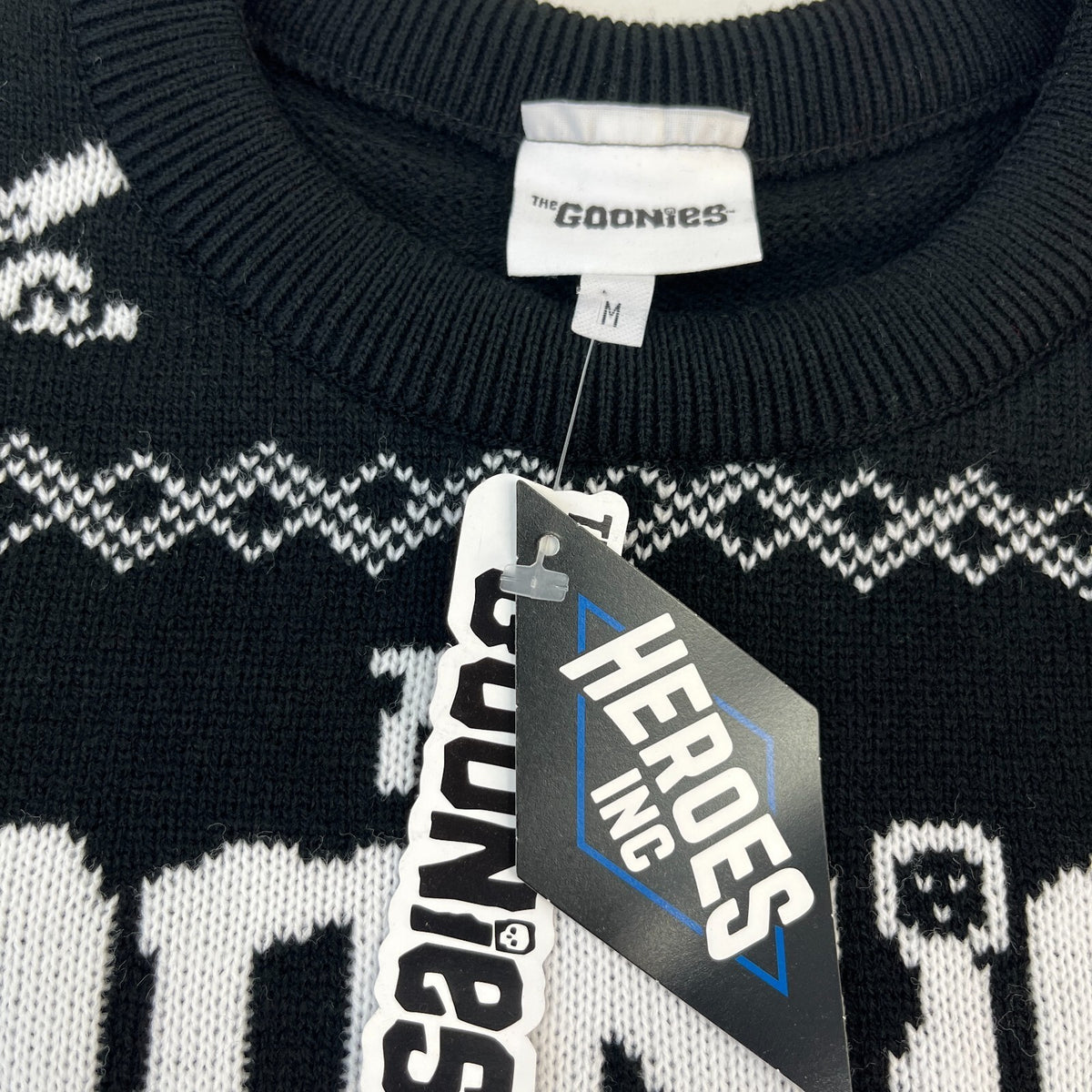 The Goonies Never Say Die Jumper Sweater Pullover Black/White size Medium Christmas