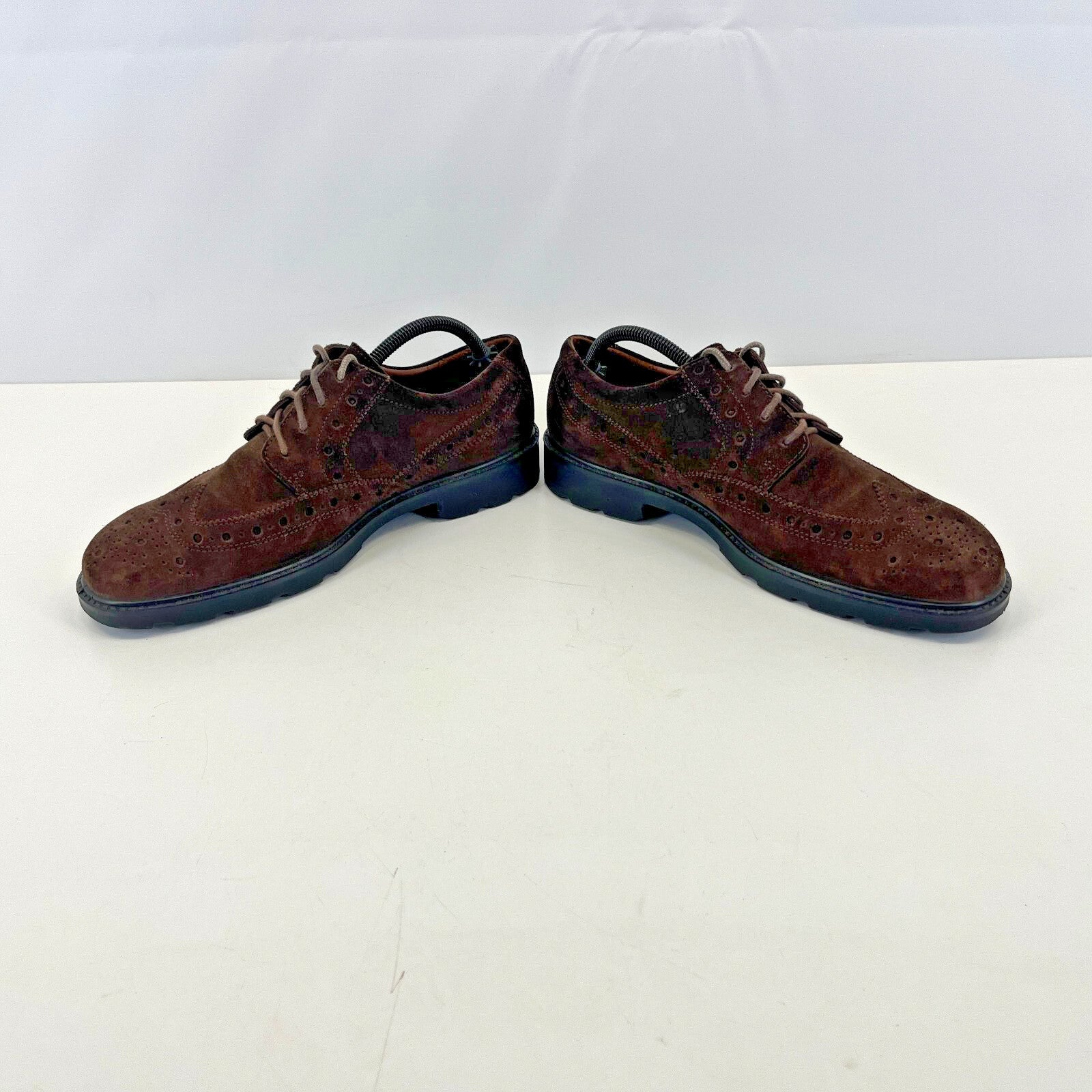 Hotter Defender Mens Dark Brown Suede Brogue Shoes Size UK 7.5 - Near Mint