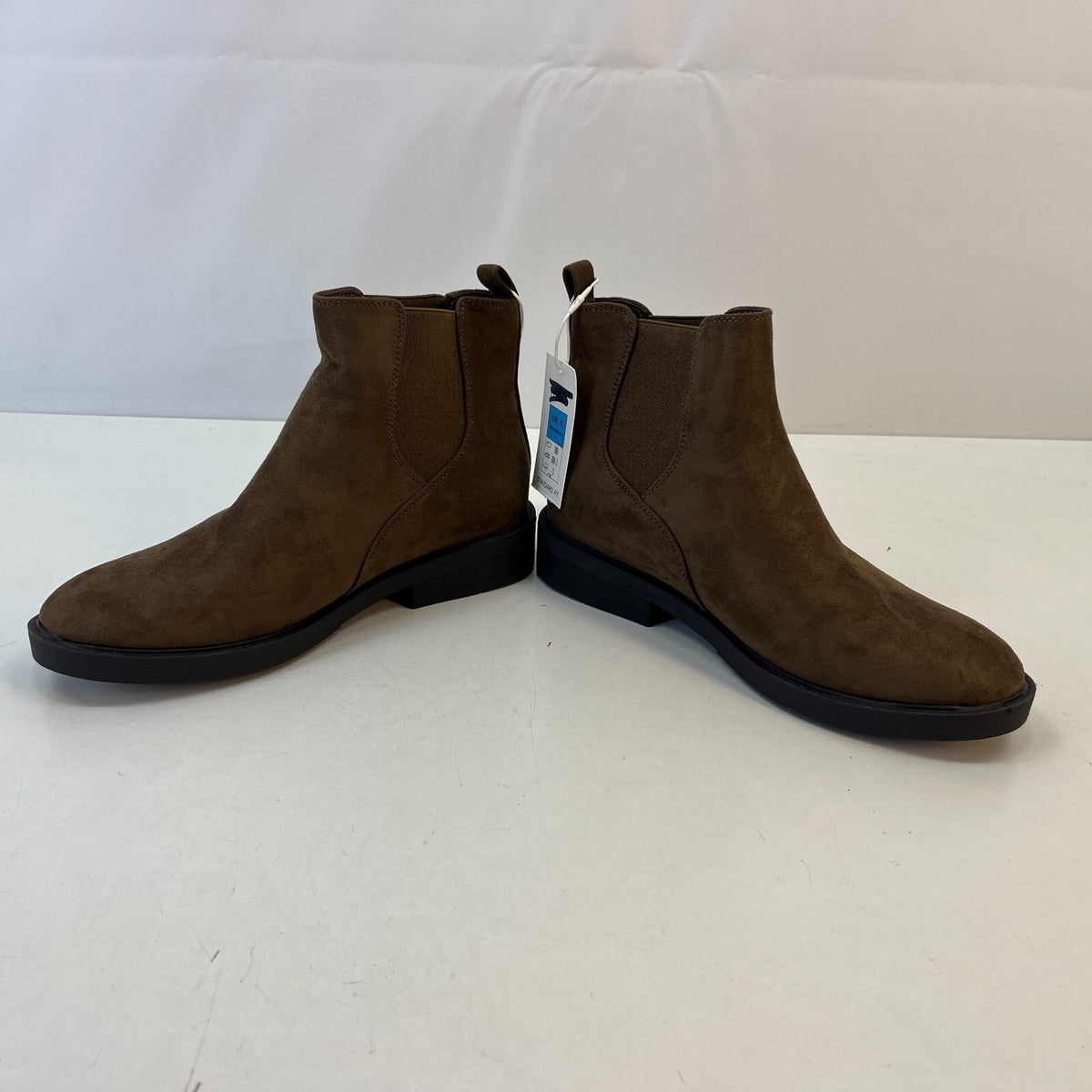 M&S Women’s Vegan Faux Suede Almond Toe Ankle Chelsea Boots Brown UK 5 EU 38