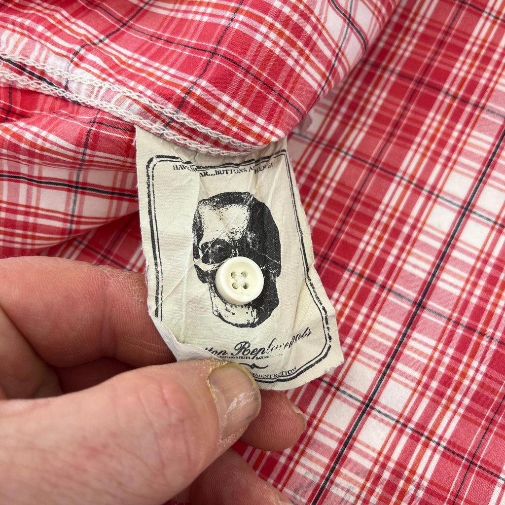 Levi Strauss Denim Cotton Check Shirt Short Sleeve Button Up size XL  Red Levis