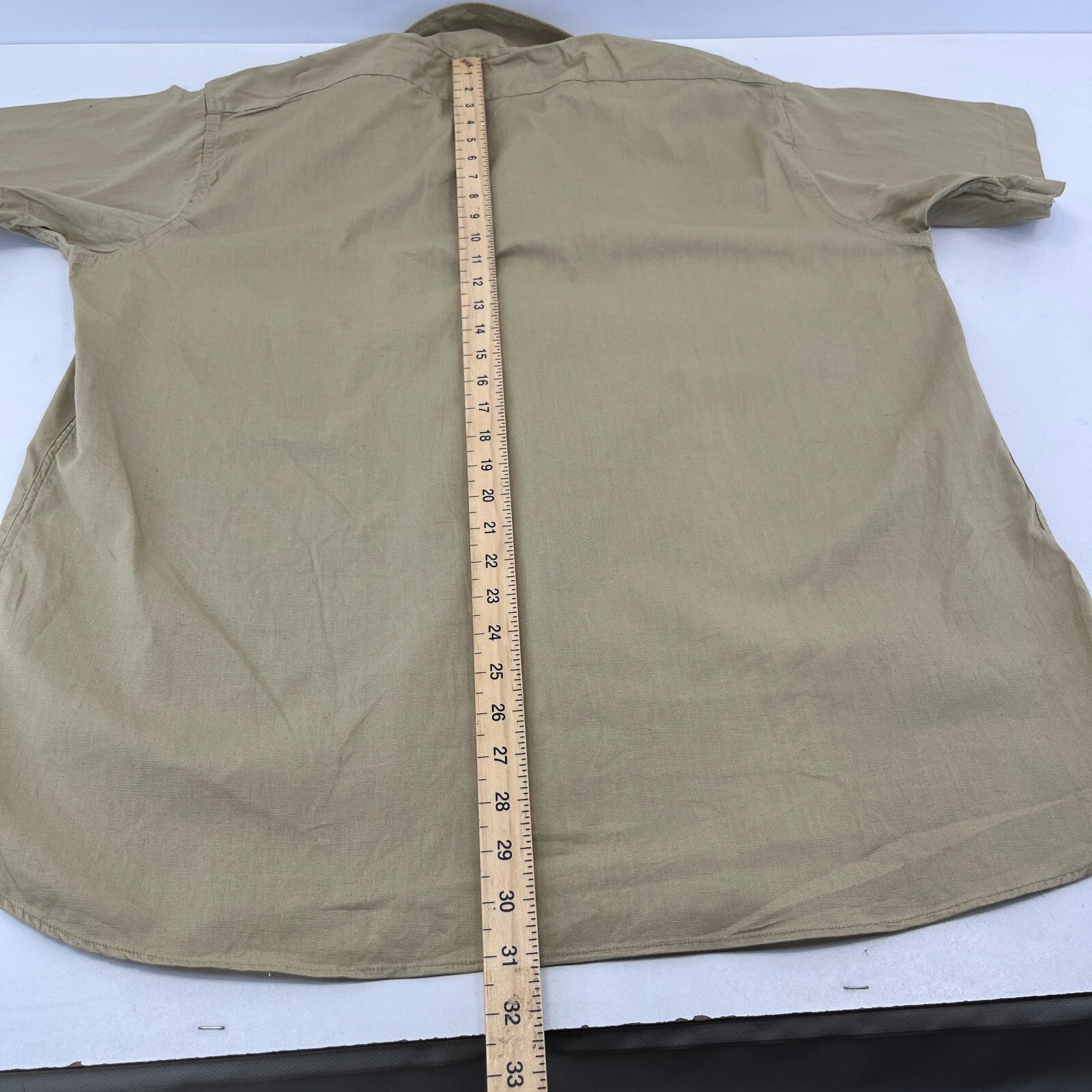 Vintage Elbeco Reeves Khaki Sanforized Poplin Workwear Shirt US Military XL
