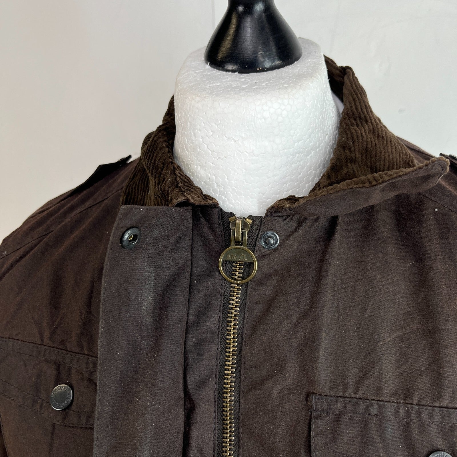 Mc Orvis Wax Jacket Womens size S Brown Country Coat with Corduroy Collar